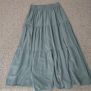 Scarlett Darkness Tiered Maxi Skirt Green Prairie Cottagecore Boho Size M